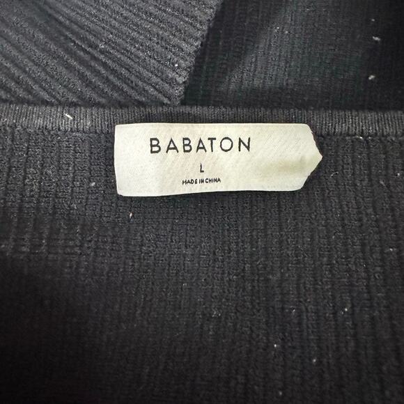 Babaton Black Ribbed Stretch Knit Crop Top Tank Cami Large Minimalist NWT‎ - Picture 2 of 5